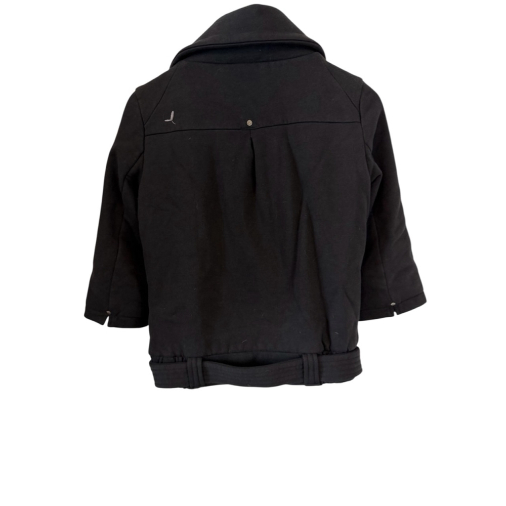 Aritzia Community Black Jacket Womens Small Belted Cropped Coat Organic Cotton S - Picture 4 of 11